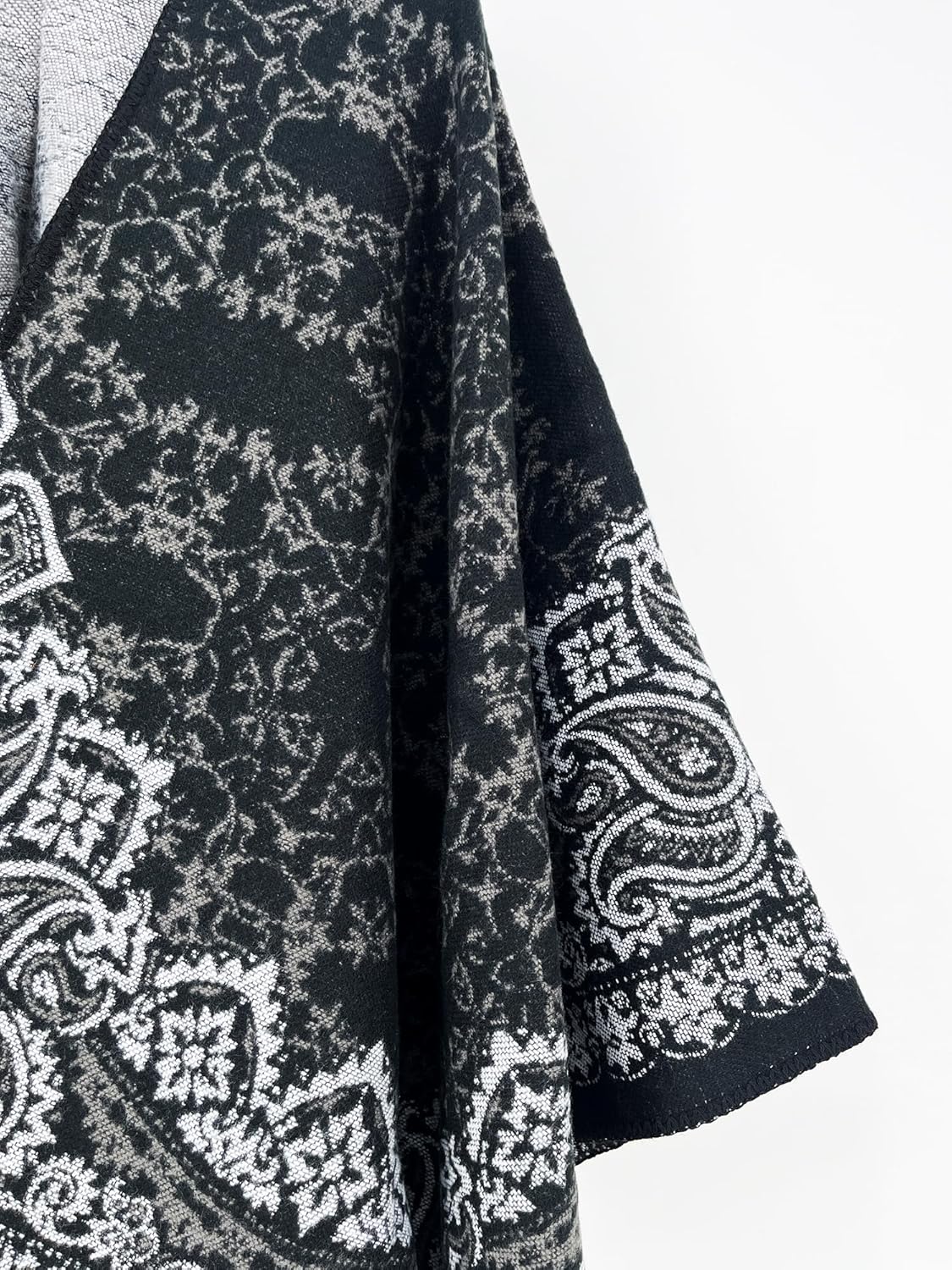 Beautiful Nomad Women's Retro Style Poncho Cape Boho Shawl Wraps Ruana Printed Tassel Cardigan for Spring Fall Winter - Image 7