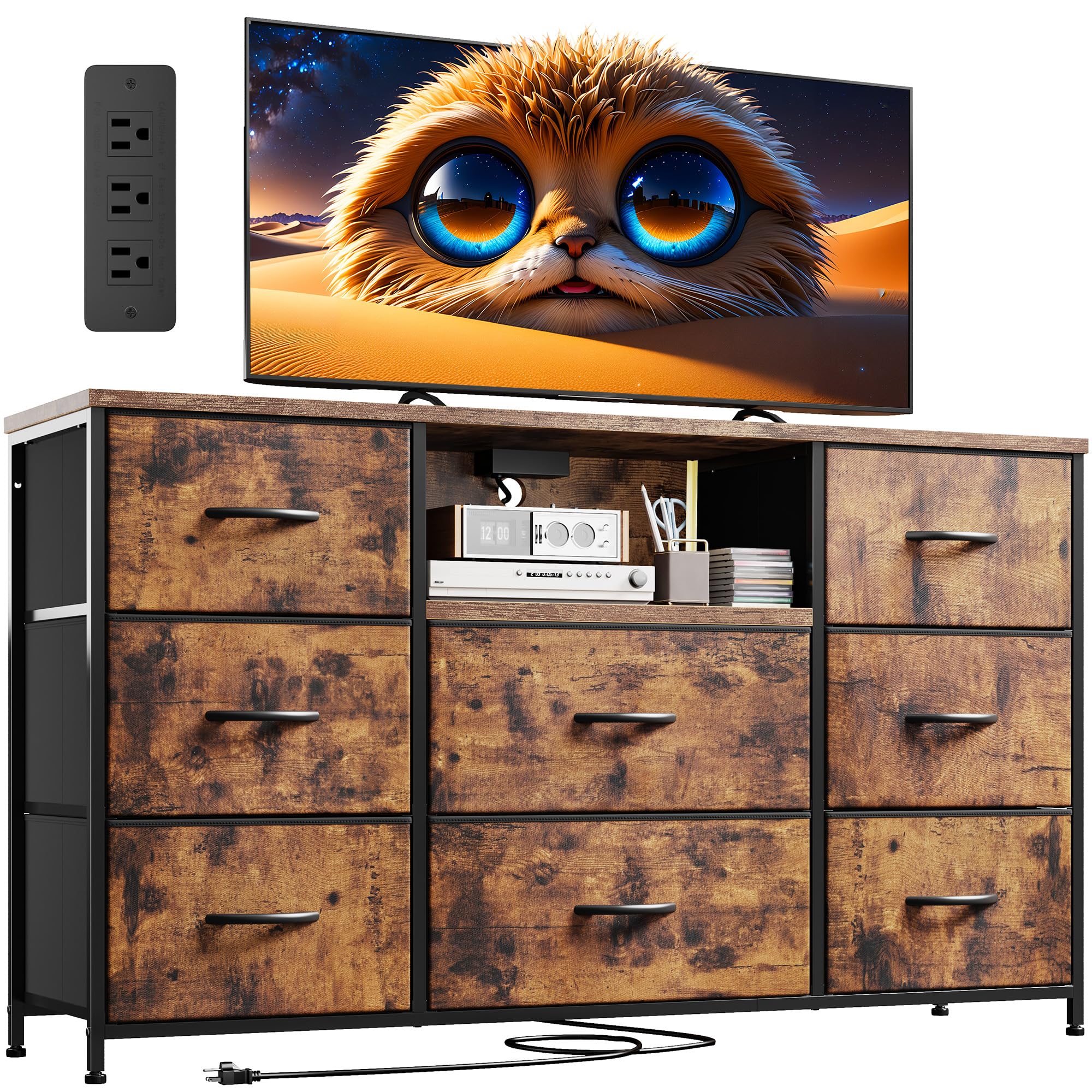 Amazon.com: Dresser for Bedroom with Charging Station, 8 Drawers  display picture 1