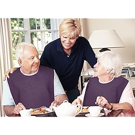 Utopia Towels 6 Pack Premium Unisex Adult Bibs for Elderly Women Men, Waterproof Bib for Eating, Adjustable and Washable (Plum)