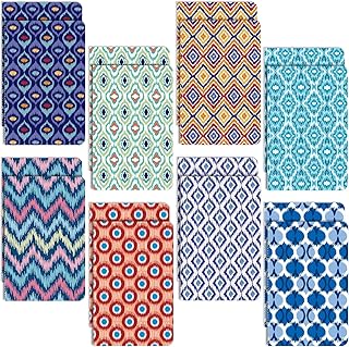 16 Pieces Ikat Floral Patterns Notebooks, Colorful Pocket Journal Small Pocket Notebook Mini Lined Memo Notepads Boho Notebooks for Office School Travel Supplies, 8 Designs, 3.2 x 5 Inches