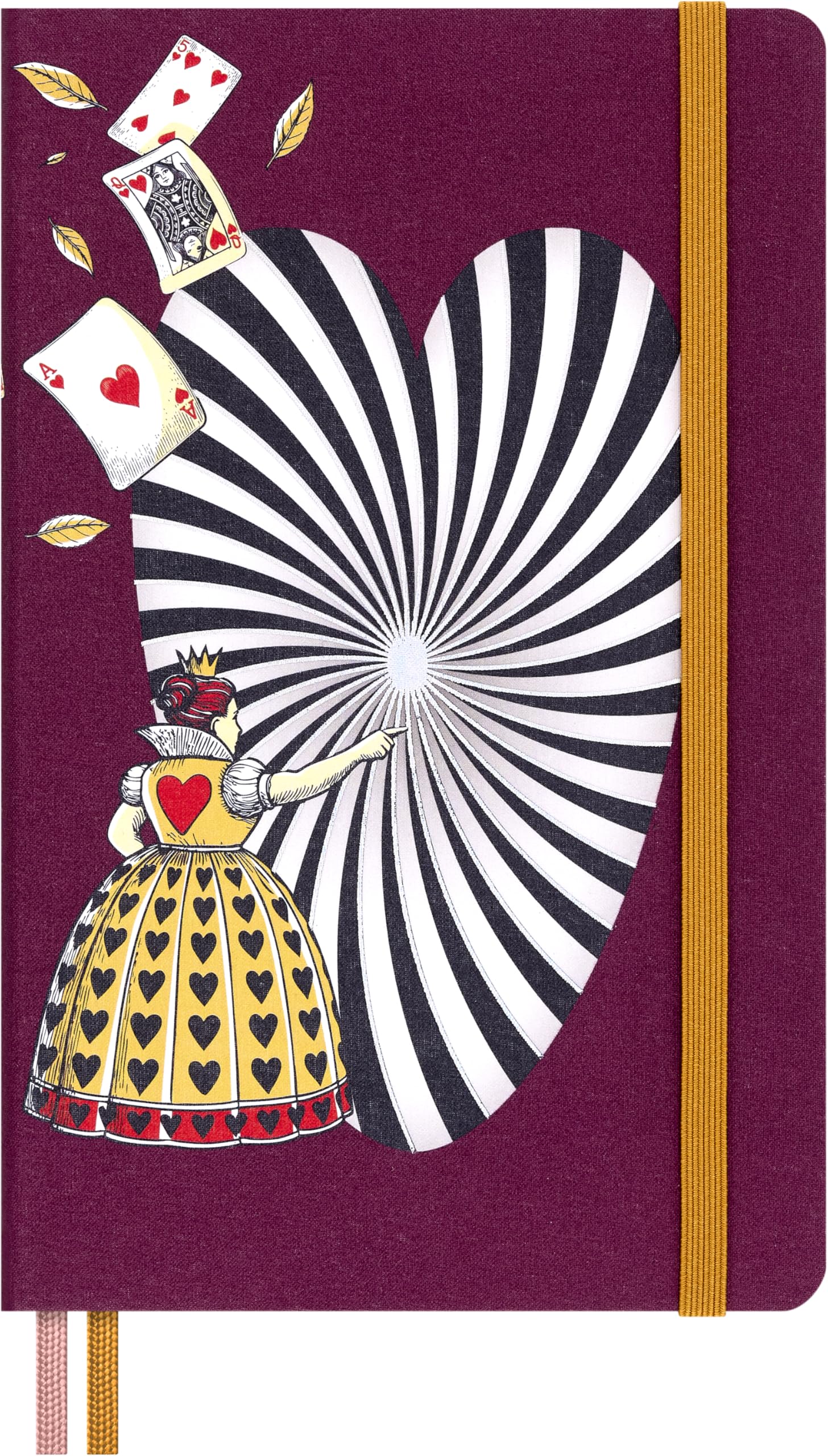 Moleskine Alice’s Adventures in Wonderland Plain Notebook, Fabric Hard Cover with Elastic Closure, Themed Bookmarks and Stickers, Queen of Hearts, Large Size 13 x 21 cm