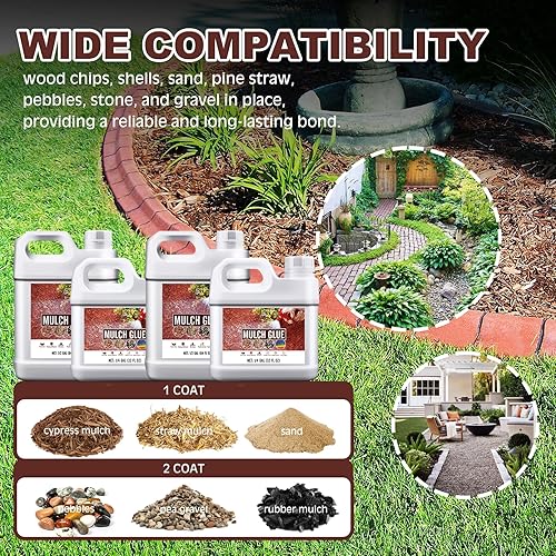 Miniatura 2 de Mulch Glue - 0.5 Gallon Landscape Adhesive Gravel Binder Glue with Applicator for Landscaping Concentrate Covers, Garden - Ready to Use Non Toxic