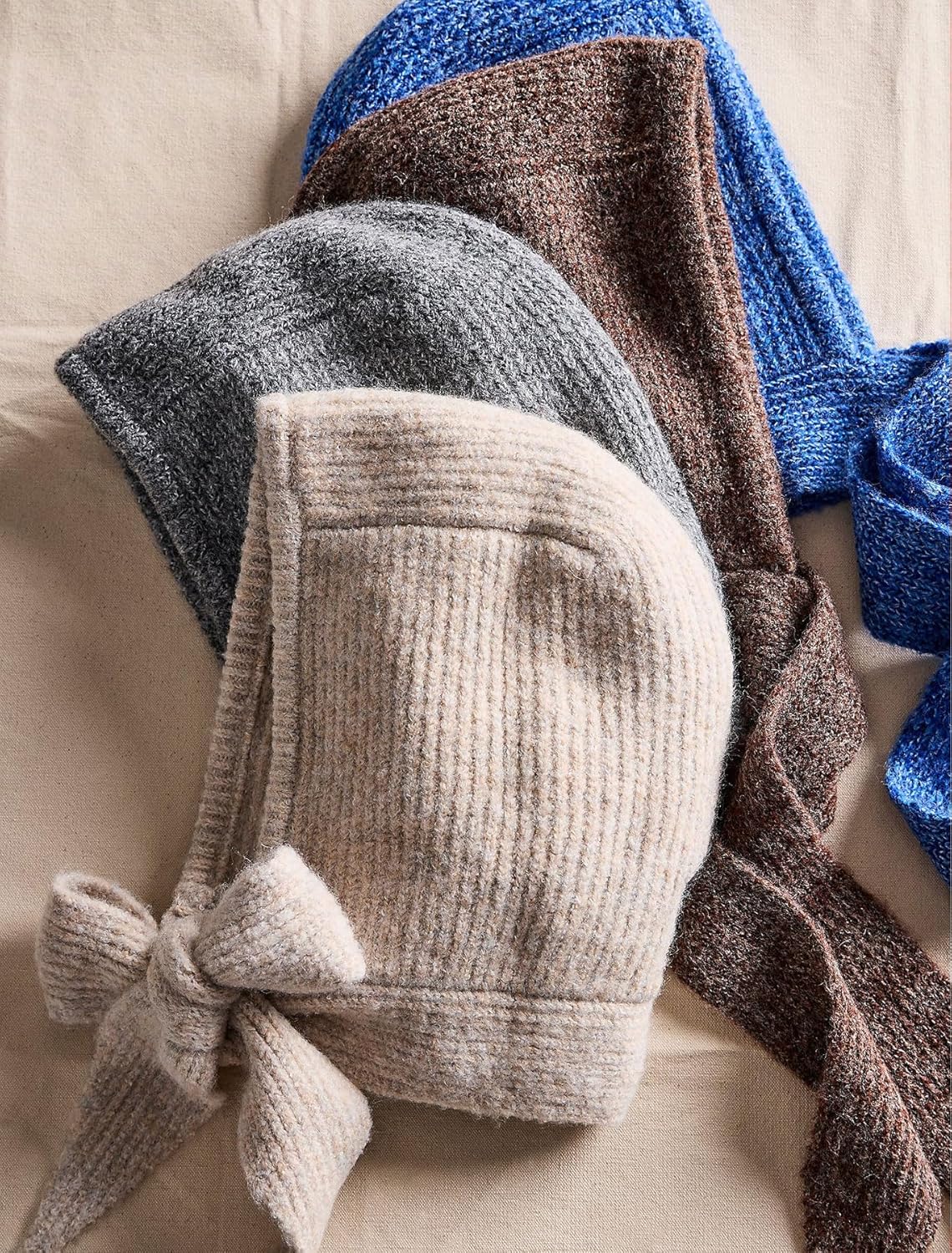 Hooded Scarf for Women Winter Knitted Beanie Hat Scarf Balaclava Warm Wrap Head Scarves Pullover Hat - Image 2