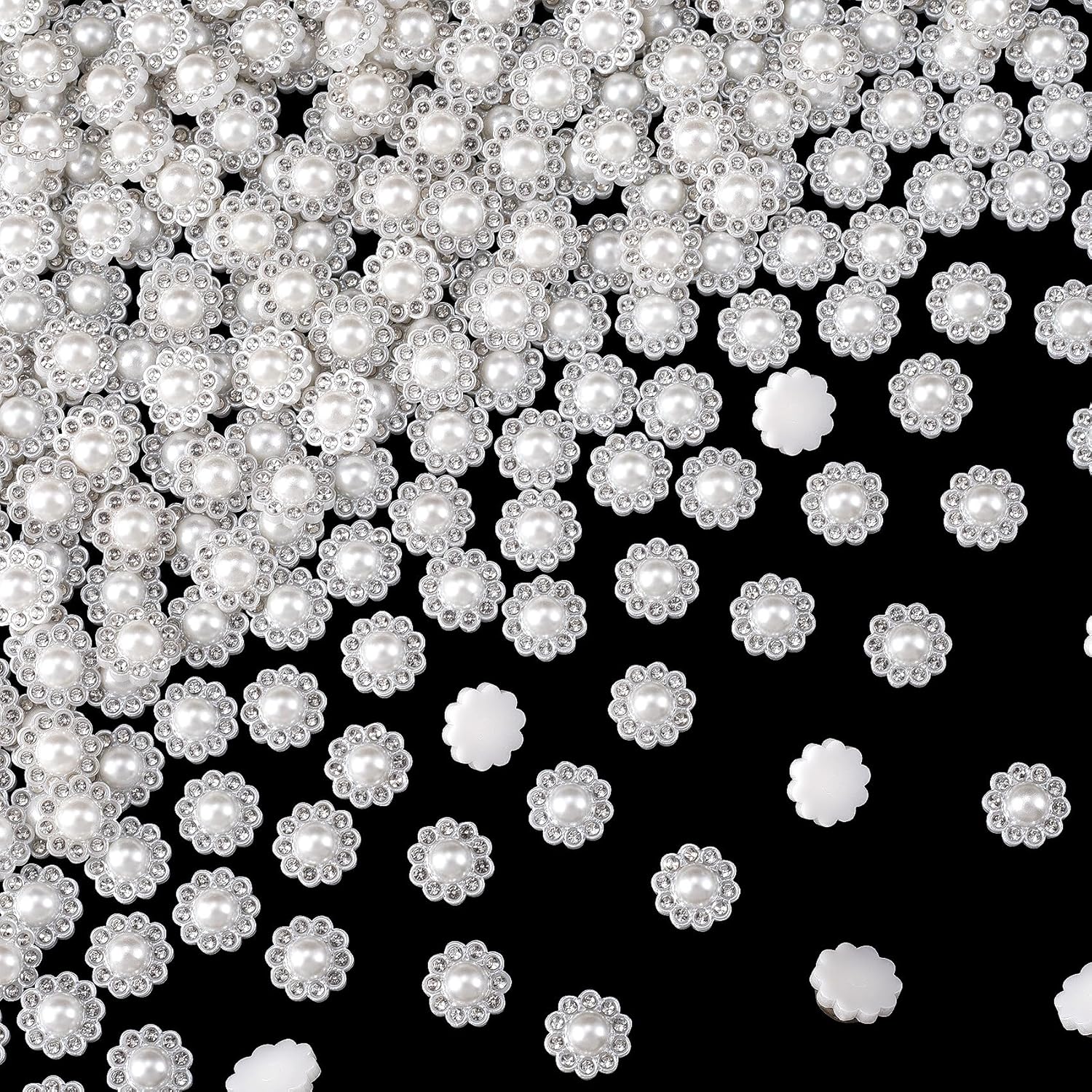 CHANZET 100pcs Pearl Buttons Rhinestones Bouquet