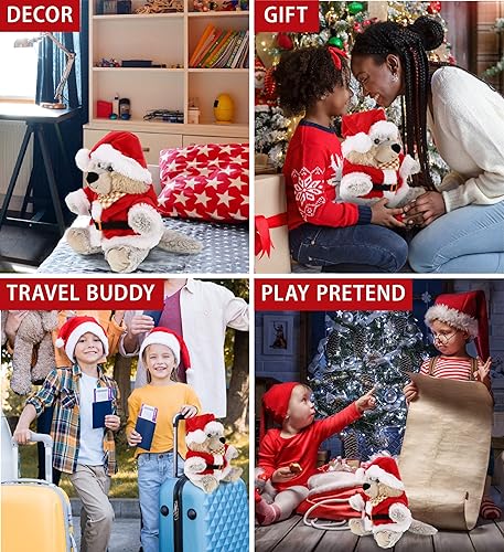 Miniatura 4 de DolliBu Juguete de peluche de lobo sentado de Papá Noel, súper suave, disfraz de animal salvaje con traje rojo de Papá Noel, linda vida silvestre,