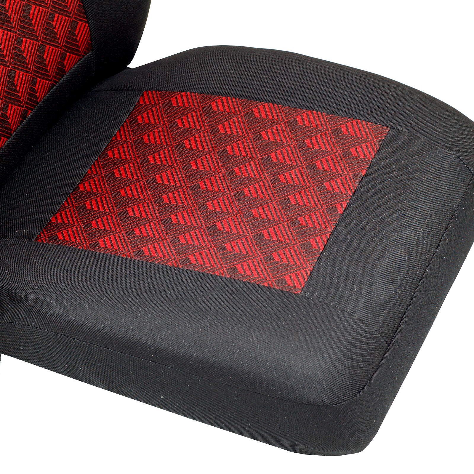 Fundas De Asiento para Nissan Vanette - Conjunto De Fundas 1+2 - Color Premium Negro con Efecto 3D Rojo