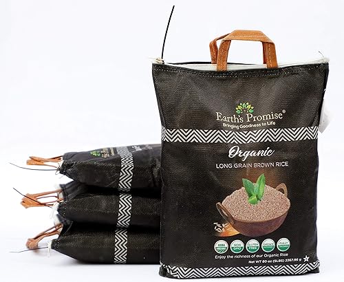 Earth's Promise - Arroz integral de grano largo orgánico 80 oz (paquete de 4) - Orgánico, sin OMG, índice de bajo glucémico, libre de gluten, libre disponible en Yaxa Costa Rica