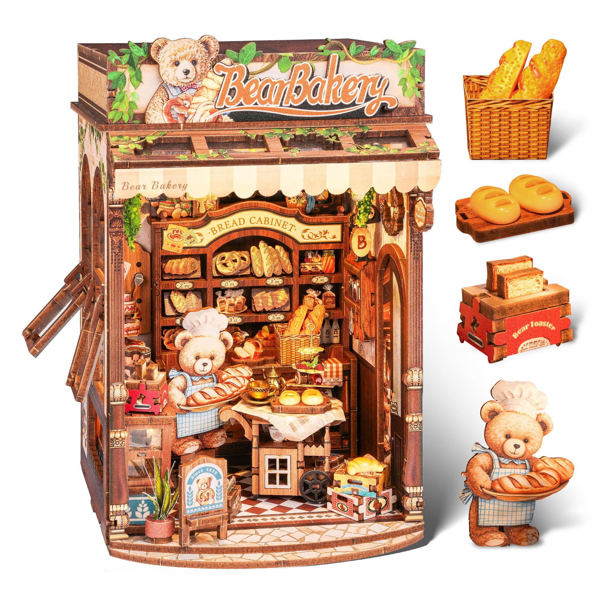 Amazon | FUNPOLA 3D木製パズル くまくまベーカリー ブックヌック