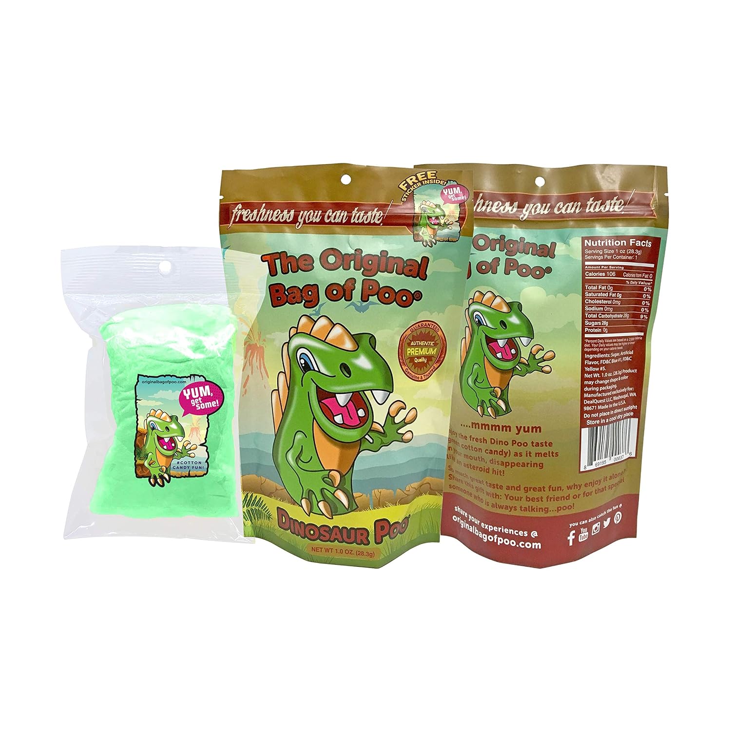 The Original Bag of Poo®, Novelty Poop Cotton Candy Gag Gift (Mythical Variety Pack) Assorted flavors. Free stickers inside.