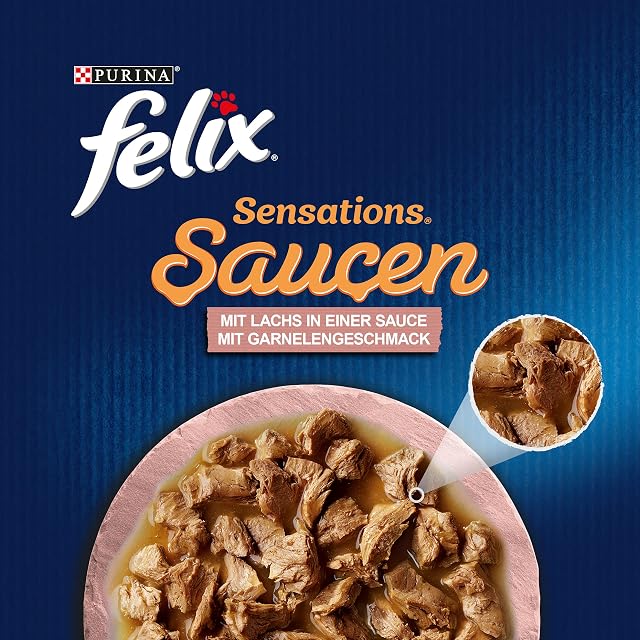 Foto 3 de 7 de Felix Sensations Salsas Comida húmeda para Gatos con salmón en una Salsa con Sabor a gambas
