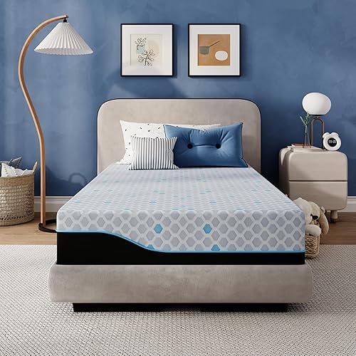 EGOHOME - Colchón individual de 10 pulgadas, colchón de espuma viscoelástica de gel de carbón en una caja, sin fibra de vidrio mediano, certificado