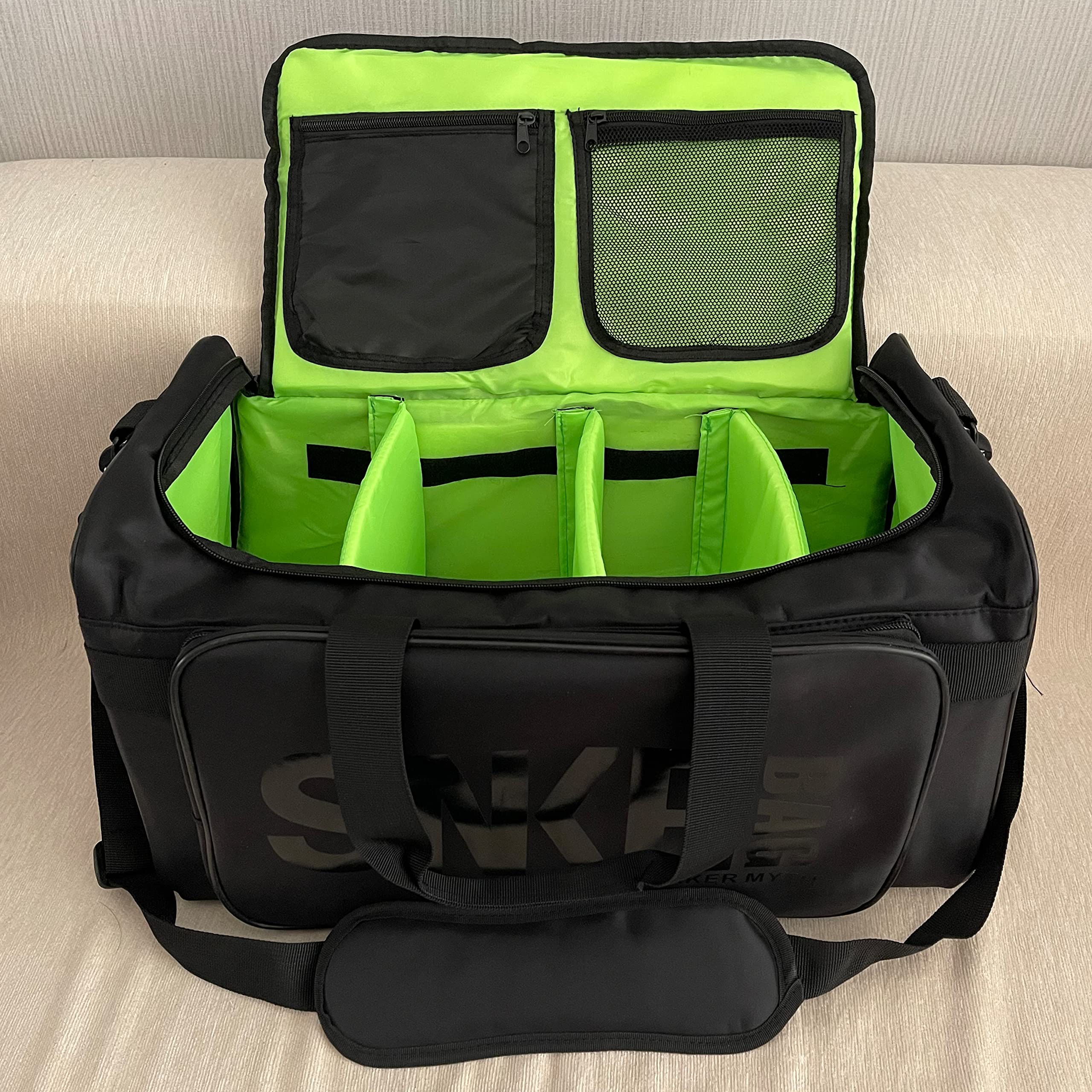 Borsone sportivo da viaggio, con scomparto per scarpe, multifunzione, per fitness e sport, ideale per viaggi e conservazione, Nero