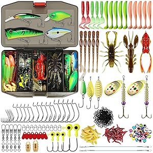 TRUSCEND Widely Used Fishing Lures & Tackle Kit Worth Ever Penny, Selected Fishing Kit for Starter Freshwater Saltwater, Economic/Giftable/Premium Fishing Gear Set Available, for Family