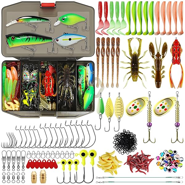 TRUSCEND Widely Used Fishing Lures & Tackle Kit Worth Ever Penny, Selected Fishing Kit for Starter Freshwater Saltwater, Economic/Giftable/Premium Fishing Gear Set Available, for Family