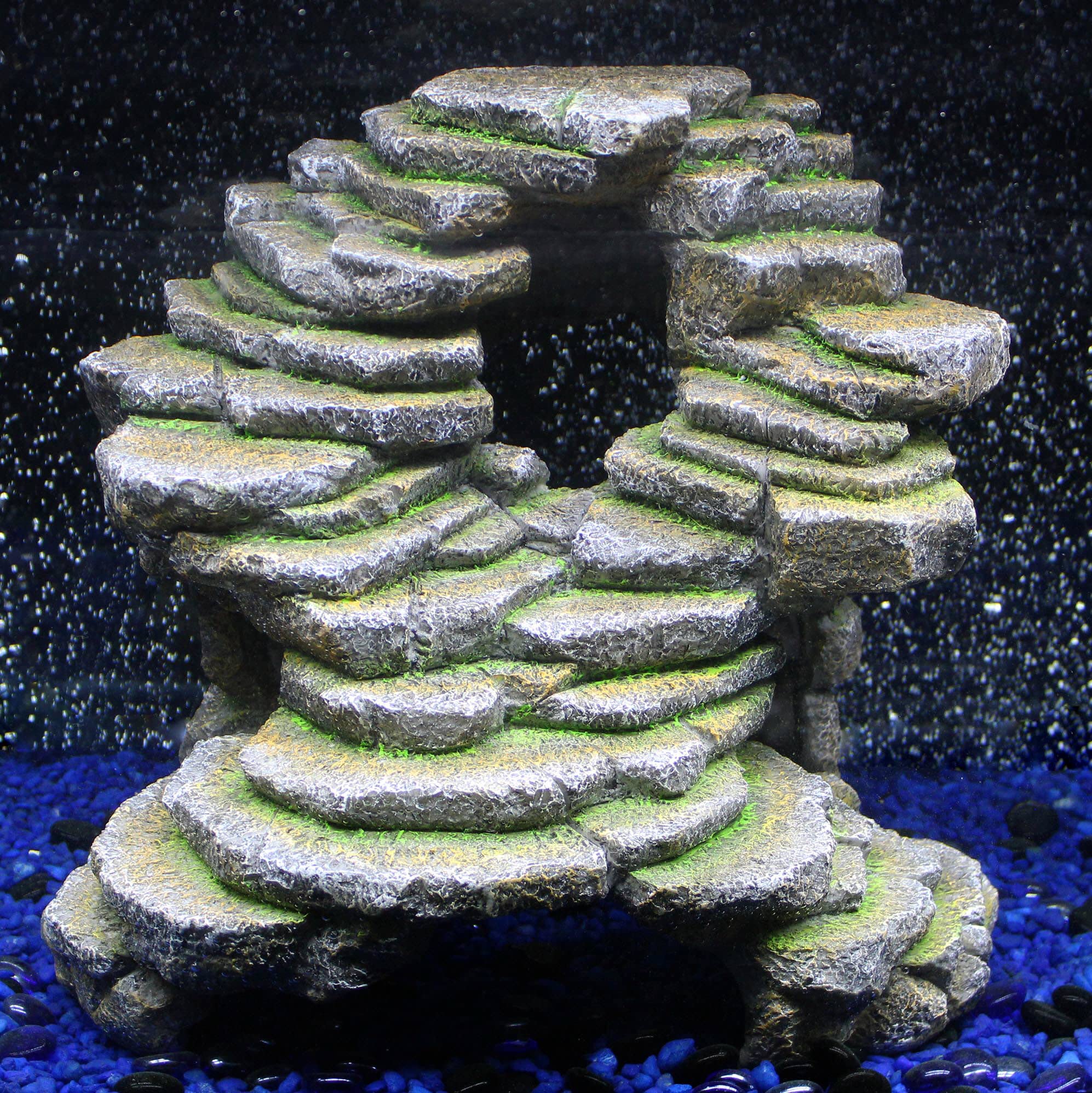 Penn-Plax Reptology Shale Step Ledge para acuarios y terrarios, agrega Puntos Ocultos, Nadando a través, repisas para Peces, Reptiles, Anfibios y Animales pequeños (Extra Grande)