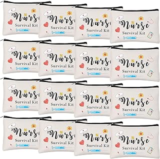 16 pieces Nursing Makeup Bags Nurse Survival Kit Cosmetic Funny Travel Pouch Bag Nurse Practitioner Gifts for Women Nursing School Nurse Practitioner Supplies
