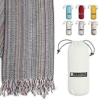 Vista 7 de BAY LAUREL Turkish Beach Towel with Travel Bag 39 x 71 Quick Dry Sand Free Lightweight Large Oversized Towels Light - (Aqua with Blue Floral Bag)