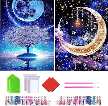 Amazon | 2枚ダイヤモンドアート キット Wikrtoria 5D ダイアモンド