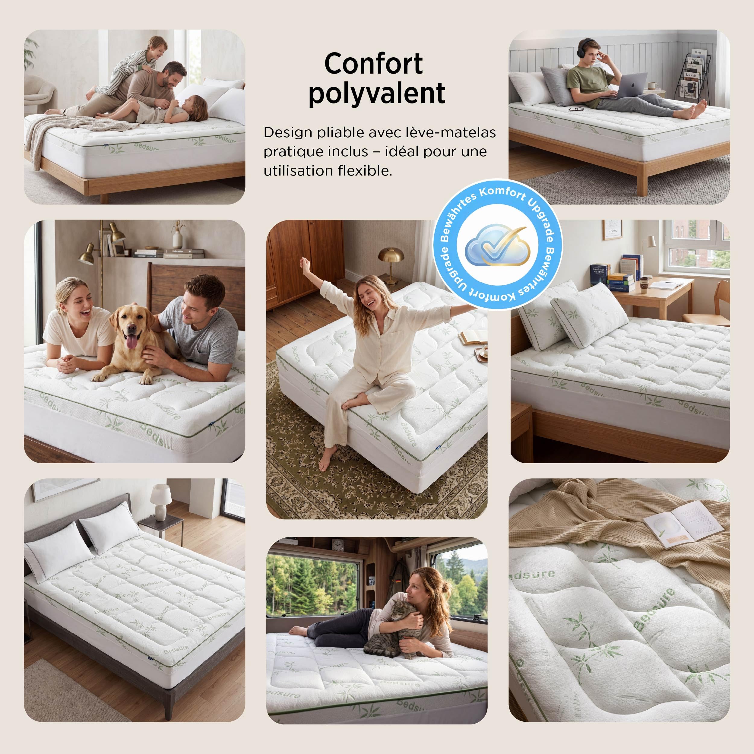 BEDSURE Surmatelas 160 x 200 cm - Confort Nuageux Protège-Matelas
