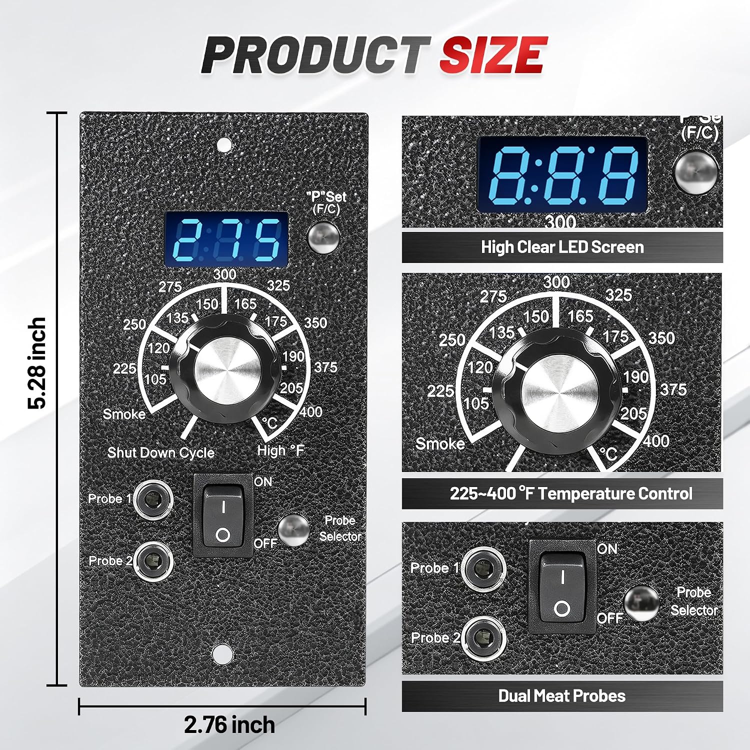 Upgraded Thermostat Controller Replacement F/C Temperature Mode PID Control Board for Traeger Wood Pellet Grills with Meat Probe, RTD Sensor Control Panel Parts