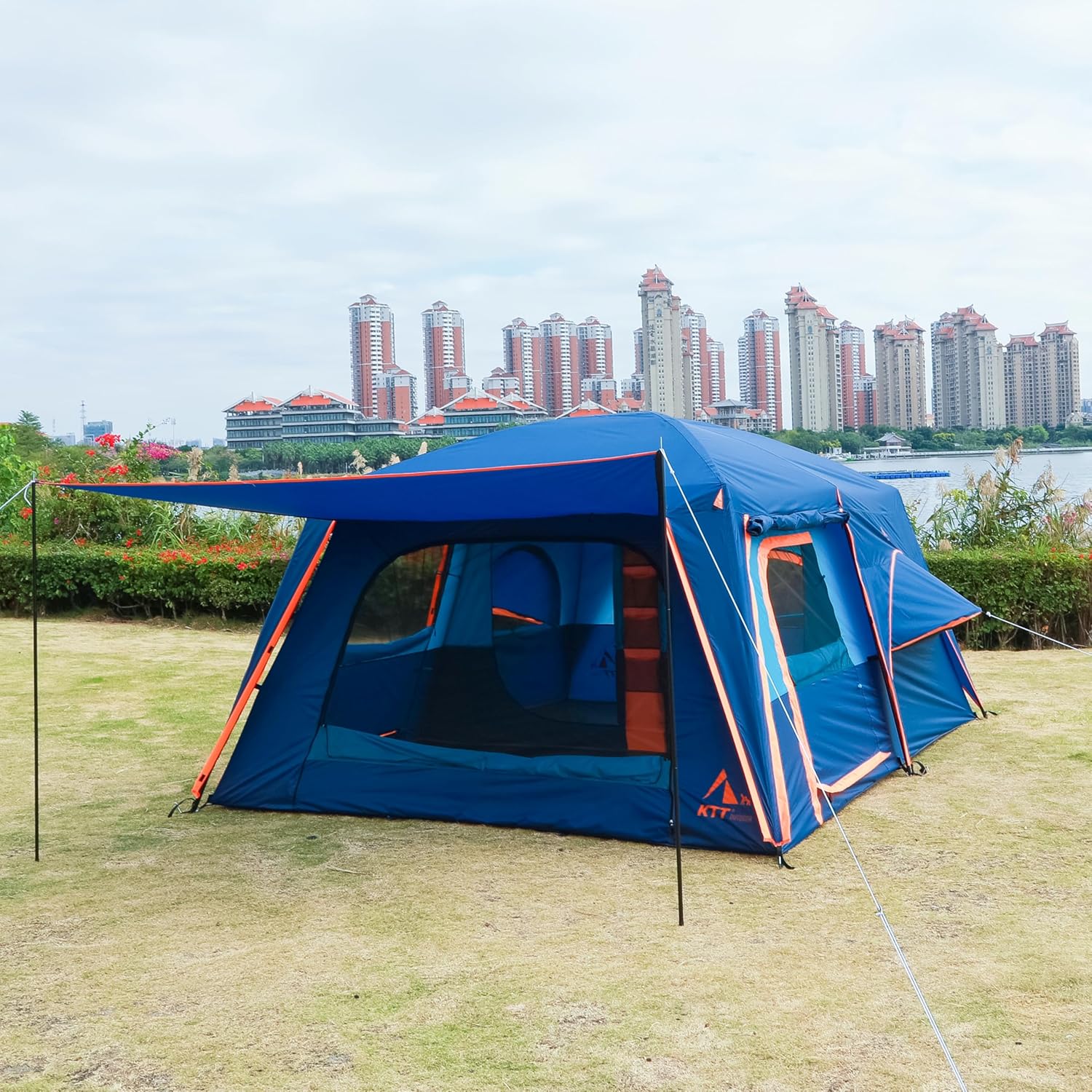 KTT Extra Large Tent 6-10-12-14 Person(B),Family Cabin Tents,2 Rooms,3 Doors and 3 Windows with Mesh,Straight Wall,Waterproof,Double Layer,Big Tent for Outdoor,Picnic,Camping,Family Gathering KTT Extra Large Tent 6-10-12-14 Person(B),Family Cabin Tents,2 Rooms,3 Doors and 3 Windows with Mesh,Straight Wall,Waterproof,Double Layer,Big Tent for Outdoor,Picnic,Camping,Family Gathering