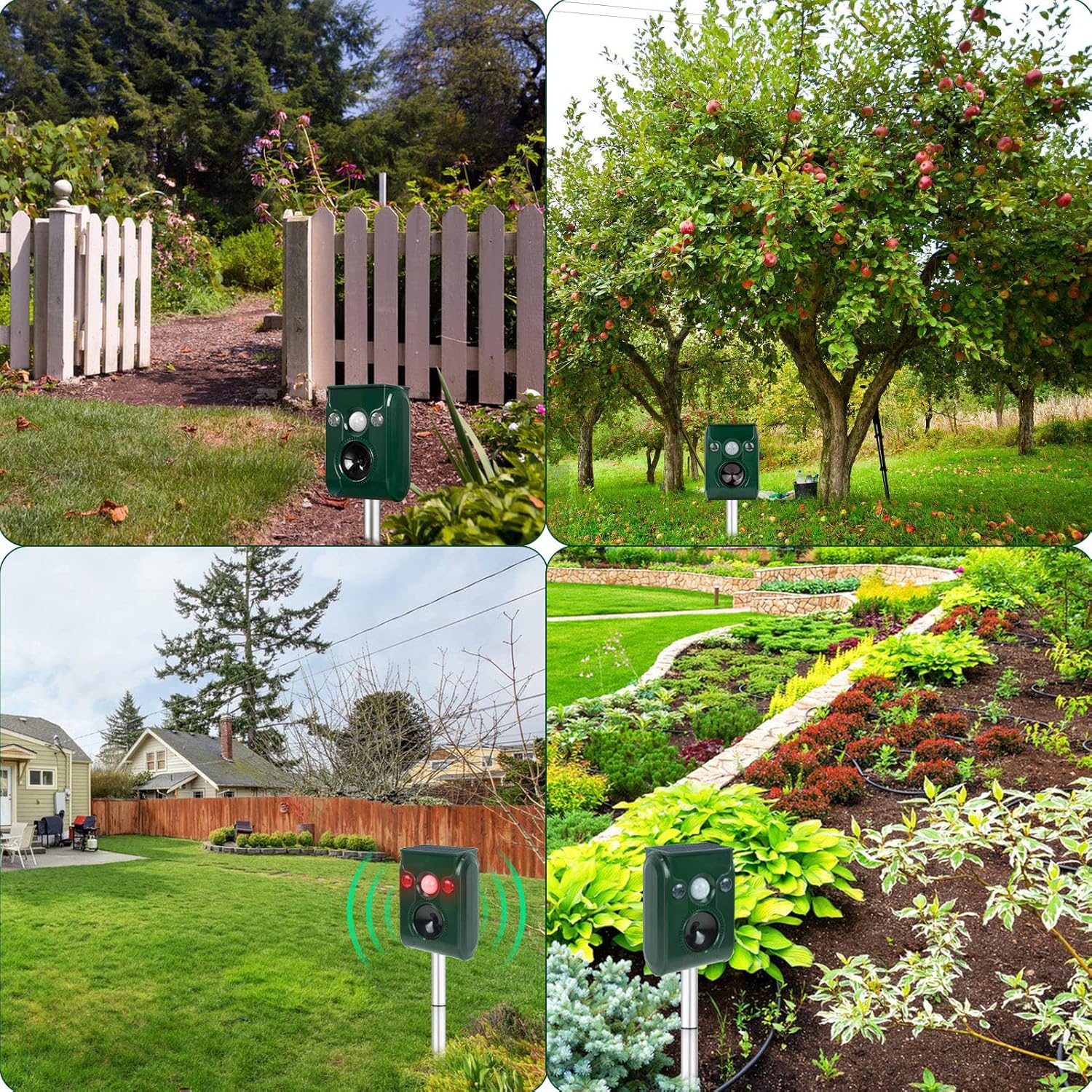 2 Pack Solar Animal Repellent, Ultrasonic pest Repeller, Deer Repellent, Cat Repellent Outdoort, Waterproof Sports Activation LED Flashing Alarm Sound,Repel Squirrel,Dog,Raccoon,Skunk,Rodent.