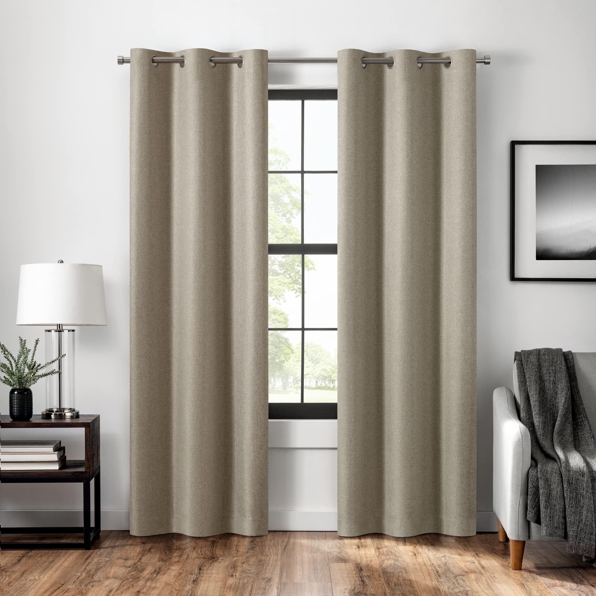 Eclipse Welwick Magnitech 100% Verdunkelungsvorhang, Ösenvorhang, Nahtloser Magnetverschluss für Schlafzimmer, Wohnzimmer oder Kinderzimmer, 160 cm lang x 101,6 cm breit, 1 Panel, Hellbraun