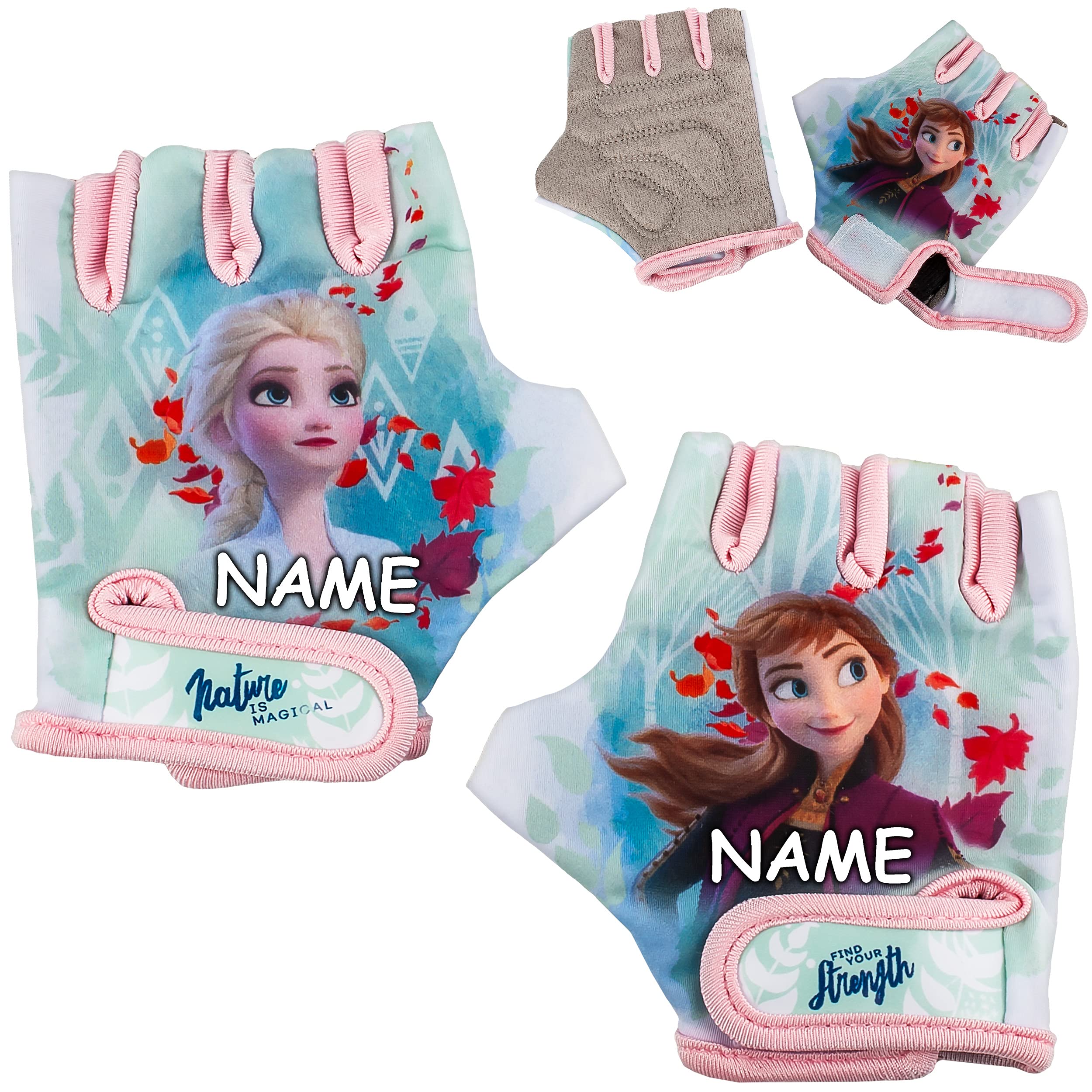 alles-meine.de GmbH Fahrradhandschuhe - die Eiskönigin - Frozen - inkl. Name - abgepolstert & Anti rutsch - 3 bis 8 Jahre
