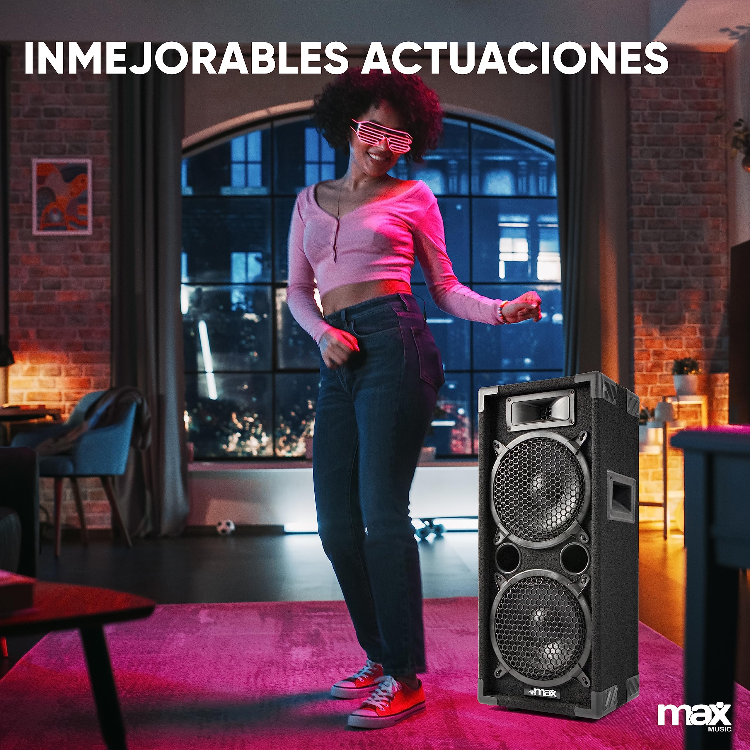 Skytec Dark Night 215 - Sistema de Sonido Completo 4000W con Doble Altavoz de 15", Amplificador Incluido, 3 vías, Graves potentes, Ideal para DJ, Fiestas y Eventos Grandes