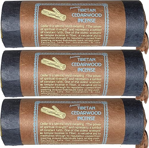 Incienso de madera de cedro tibetano, 4.5 pulgadas de longitud, 3 paquetes, 30 varillas por paquete