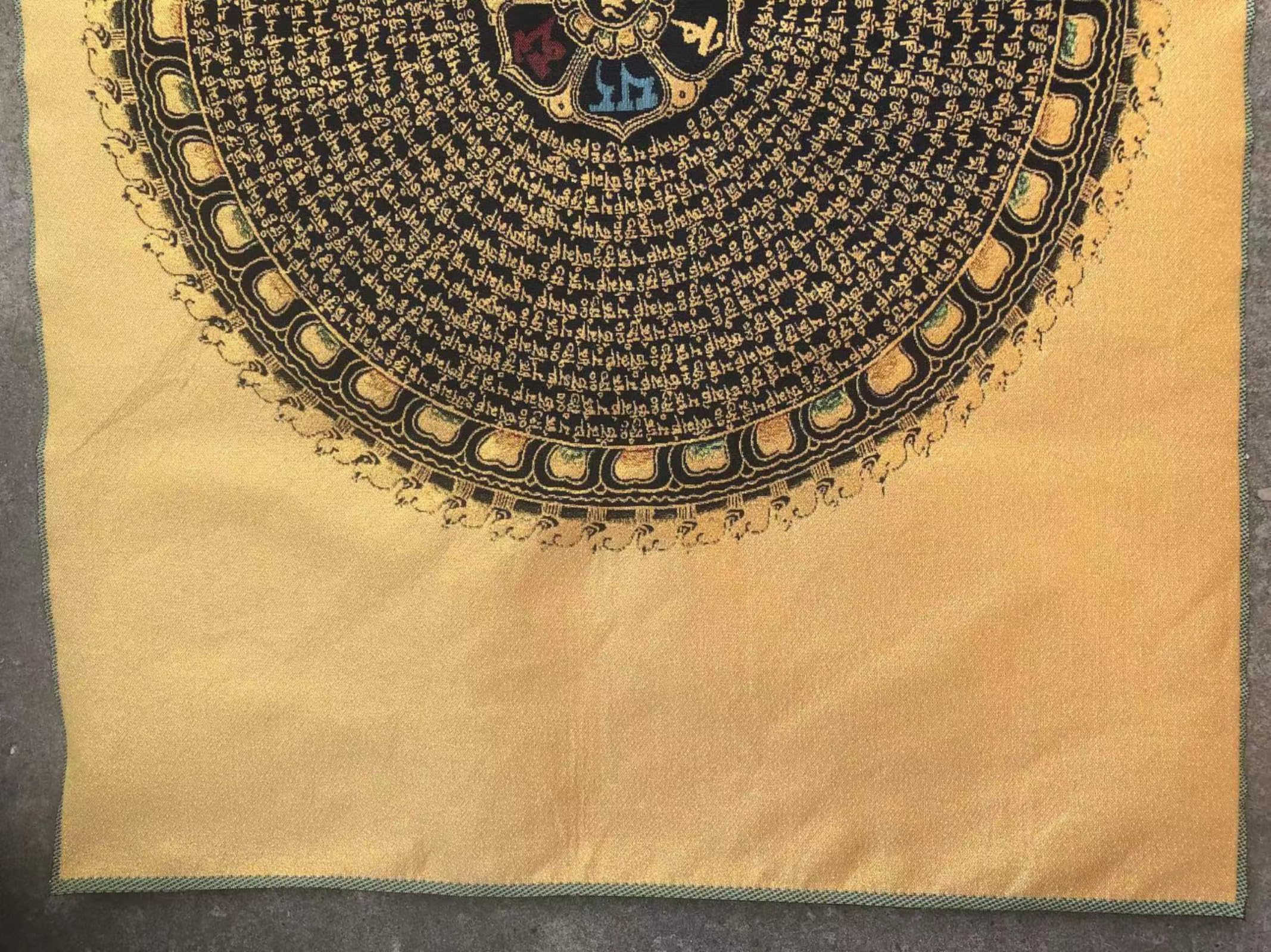 FENNYYAR Tibetische Wandmalerei, Brokat, 6 Zeichen, Mantra Thangka, 90 cm, tibetische Wandmalerei, Dekoration