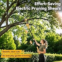 Vista 5 de Sierra de poste 4 en 1 y tijeras de podar eléctricas, sierras de poste de 6 pulgadas para podar árboles, tijeras de podar inalámbricas con poste