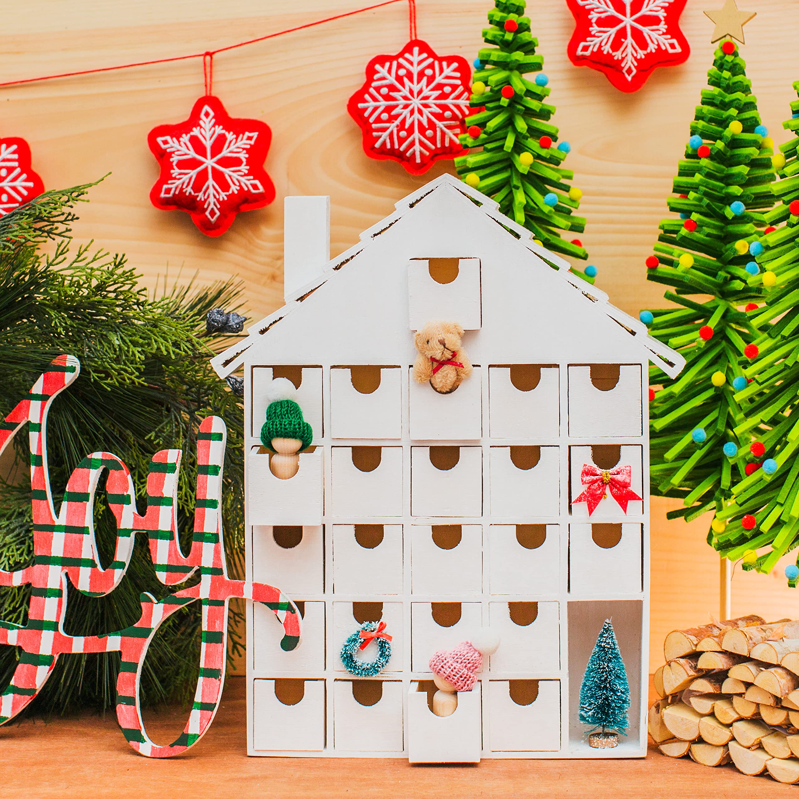 DIY Wooden Advent Calendar House 14 x 12 Inch, Pack of 1 Christmas Advent  Calendar With 24 Empty Drawers for Crafts, by Woodpeckers : Home & Kitchen  - Amazon.com