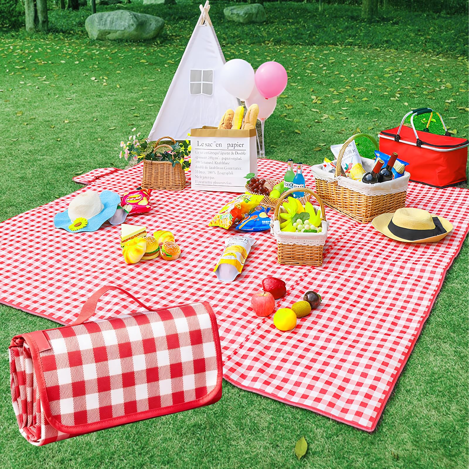 Manta de picnic impermeable y gigante para días de playa, camping y parques en familia