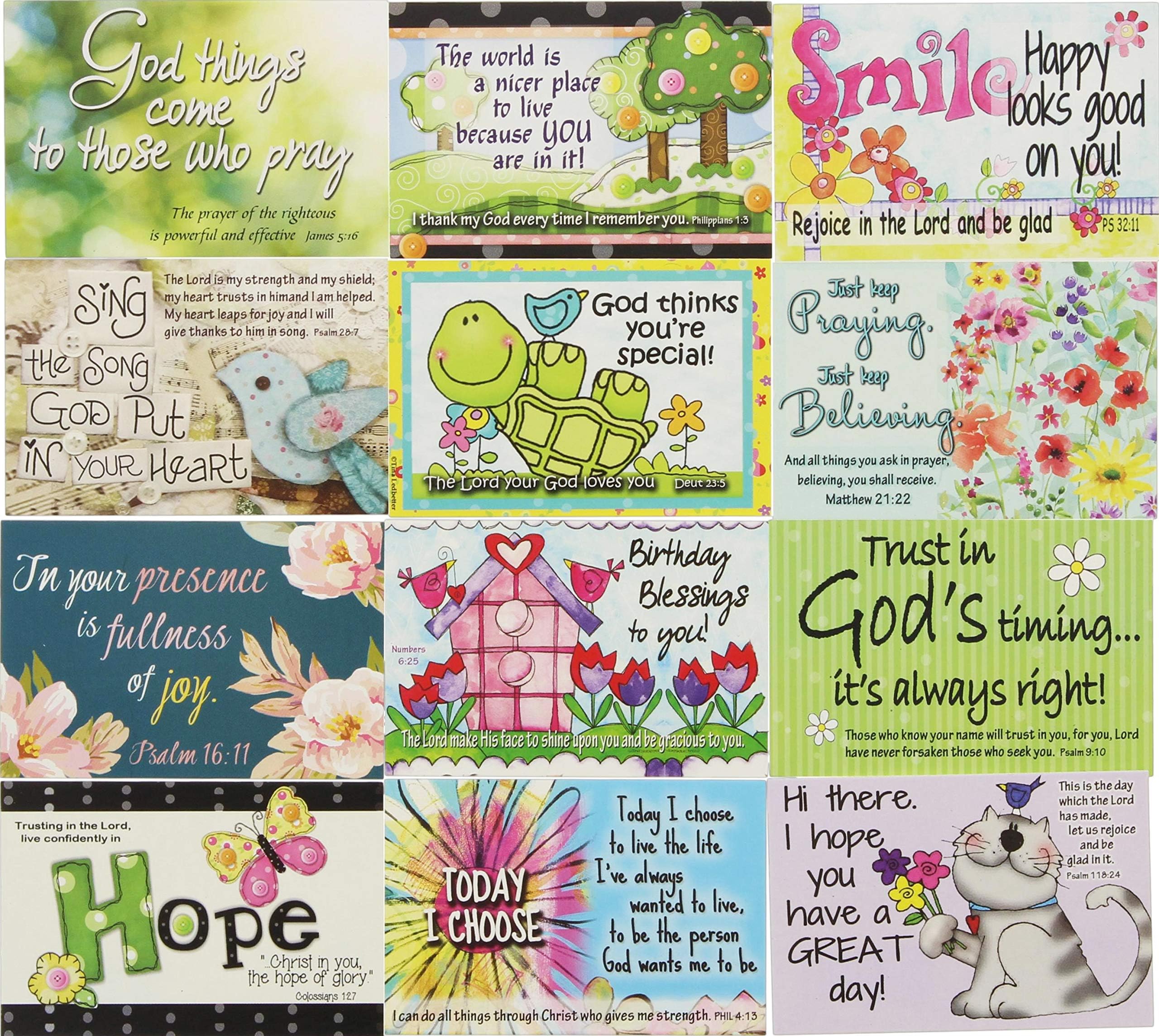 Pass It on Inspirational and Uplifting Message Cards with Scripture - Package of 24 Assorted Cards (Bright & Colorful)
