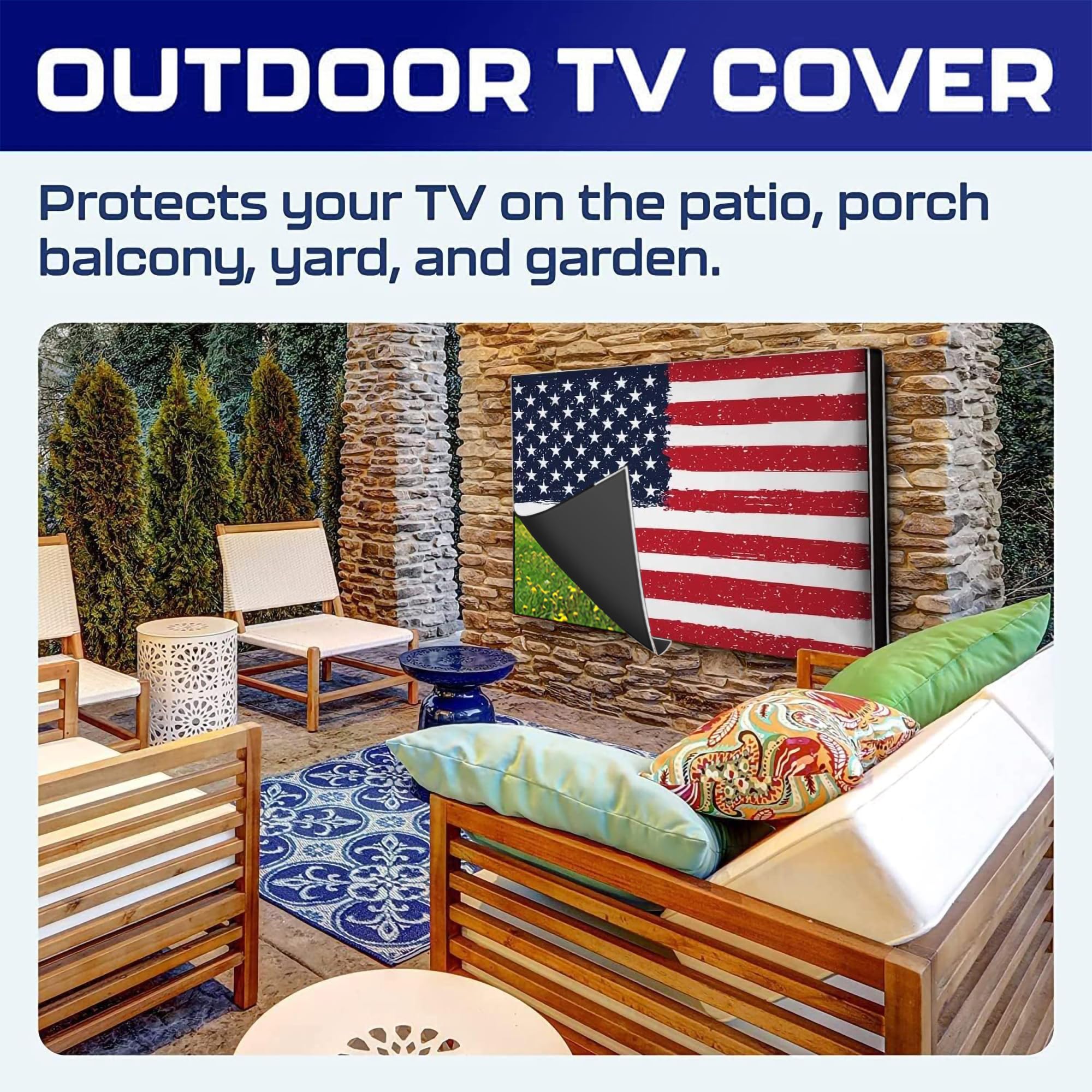 Funda de TV para exteriores de 75 pulgadas, resistente a la intemperie e impermeable, carcasa de TV para exteriores, protector de pantalla inteligente para TV exterior, cubierta para mudanza