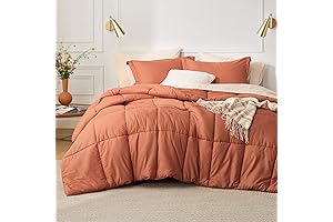 Twin Burnt Orange Comforter with Pillow Sham - Bedsure Basket Weave Comforter Set