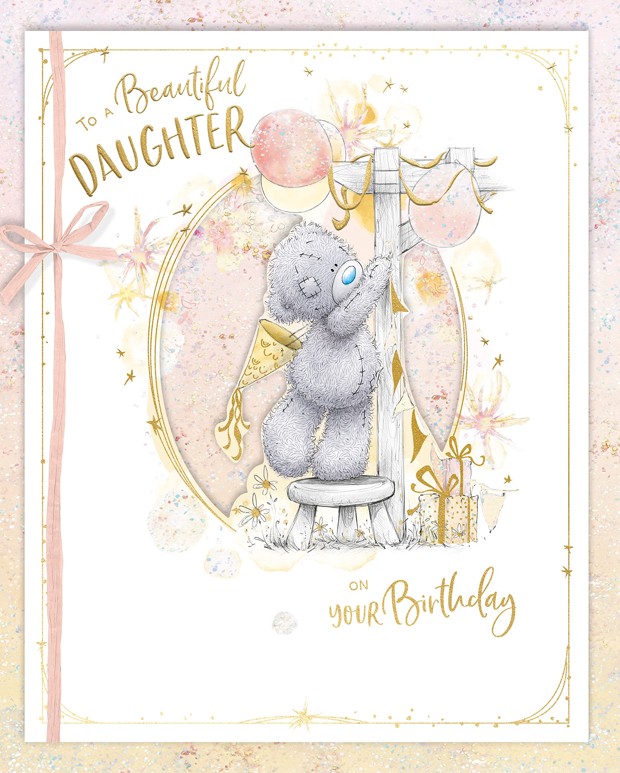 Me To You Tatty Teddy 'To A Beautiful Daughter' Luxury Birthday Birthday Card, 8 X 10 Inches - Official Collection
