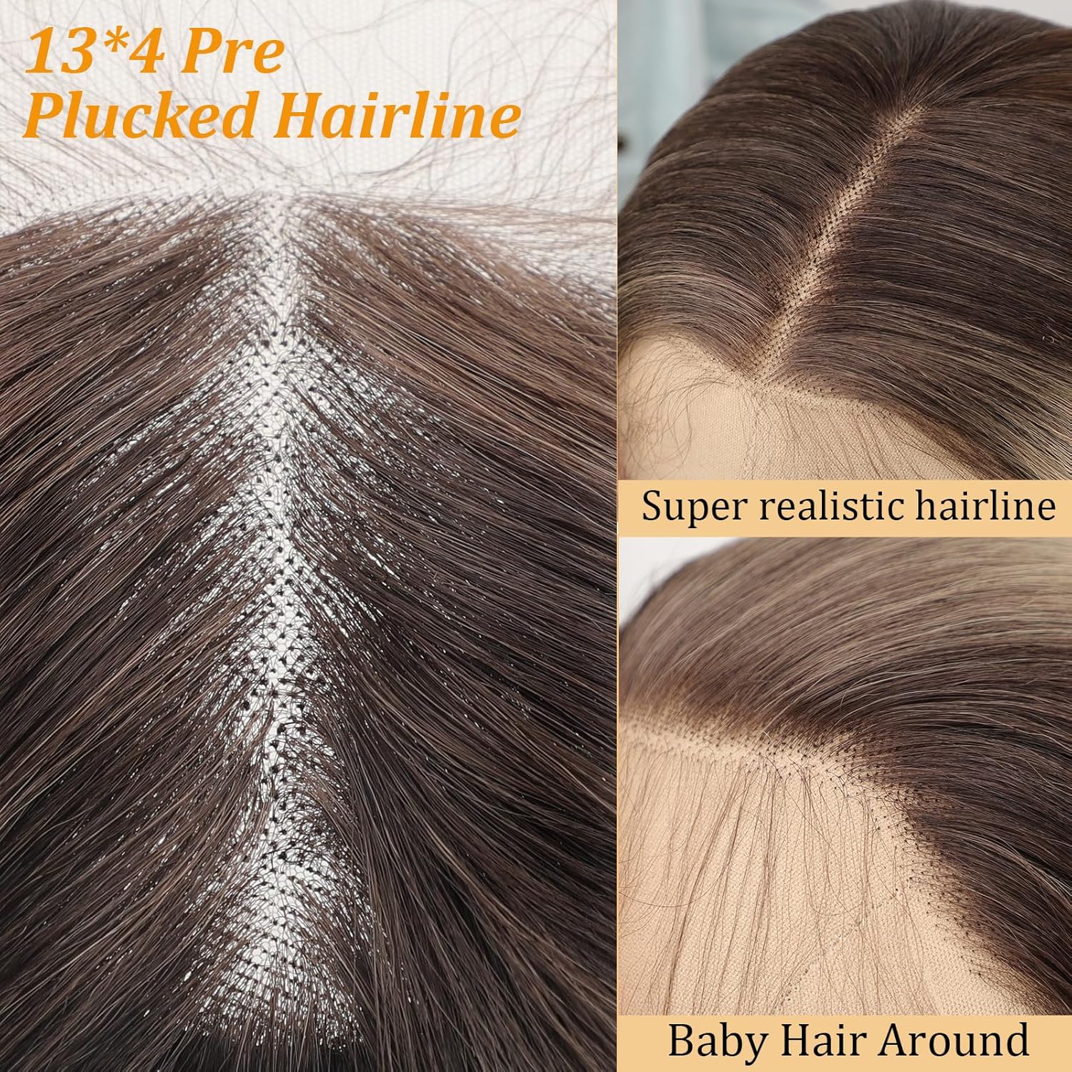 AISI HAIR 13x4 Ombre Blonde Straight Lace Front Wig for Women Synthetic Pre Plucked Blonde Glueless Wig With Baby Hair for Beginner Friendly 28inch