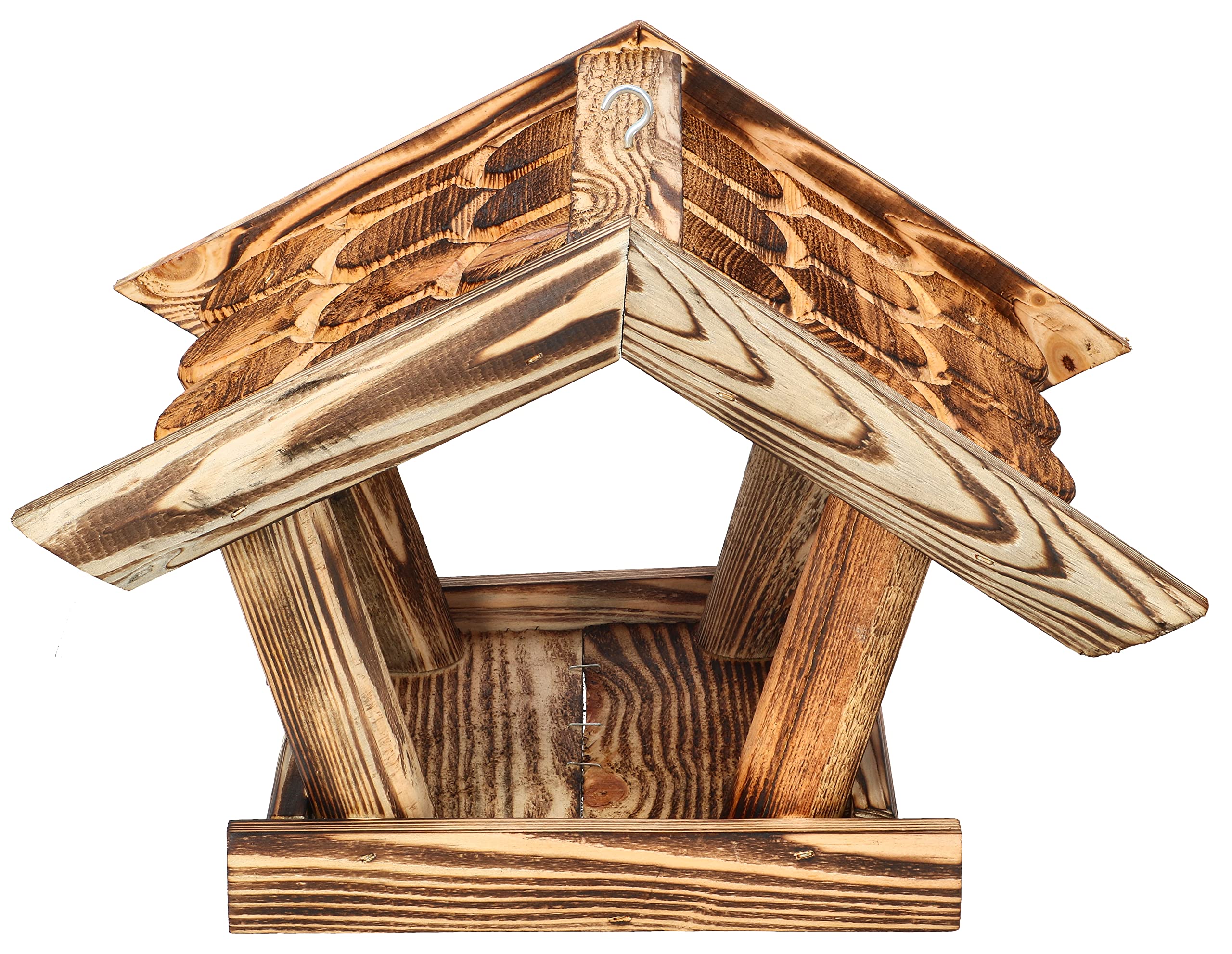 KOTARBAU® Comedero para Pájaros - Madera Quemada Clara - 39 x 27 x 26 cm - Marrón - Comedero Colgante para Pájaros Silvestres Exterior - Jardín Terrazal