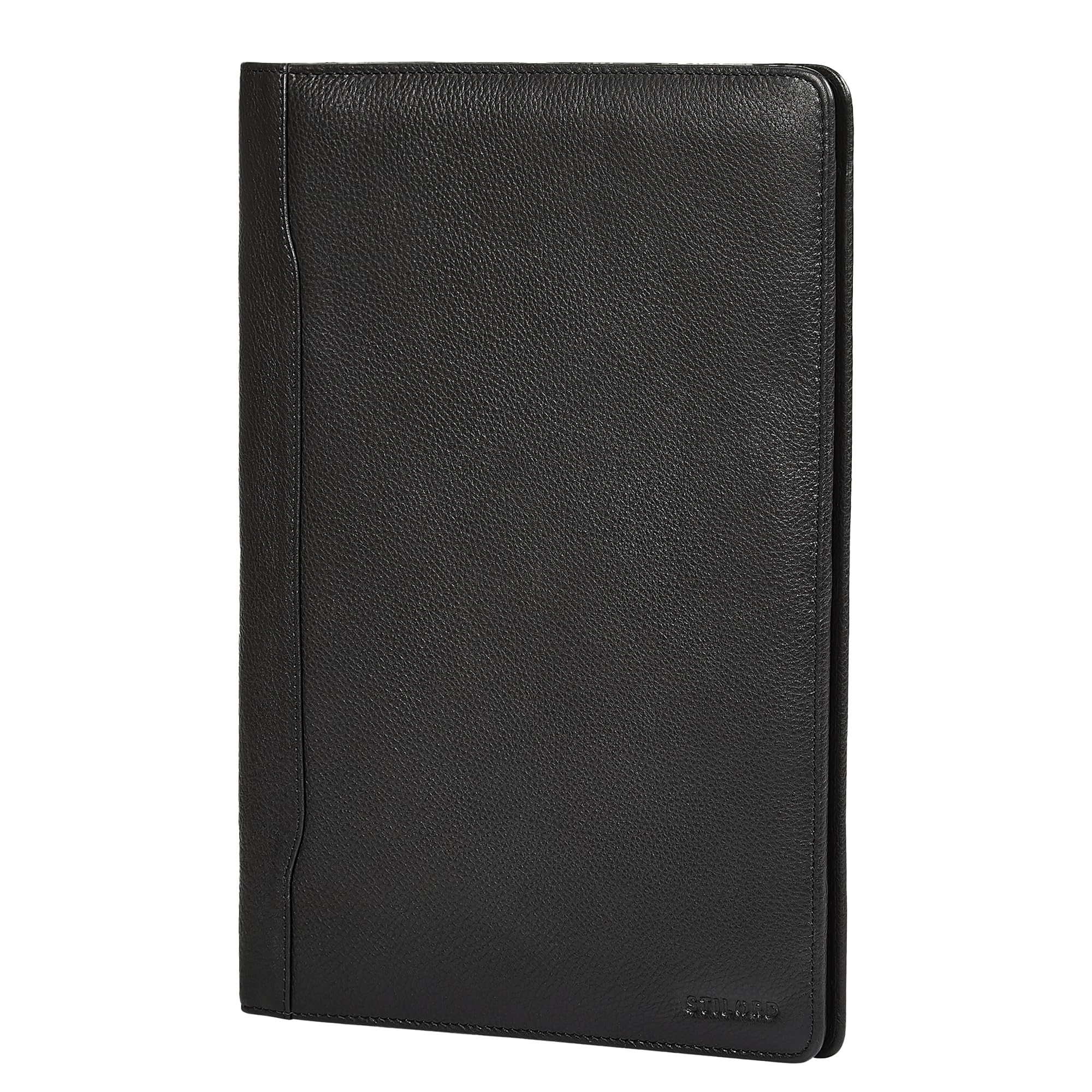 STILORD "Kaden" Cartella Portadocumenti A4 in Pelle Carpetta Porta Documenti Vera Pelle Grande Borsa da Conferenza per Lavoro Meeting Ufficio con Portapenne e Porta Carte Colore:nero