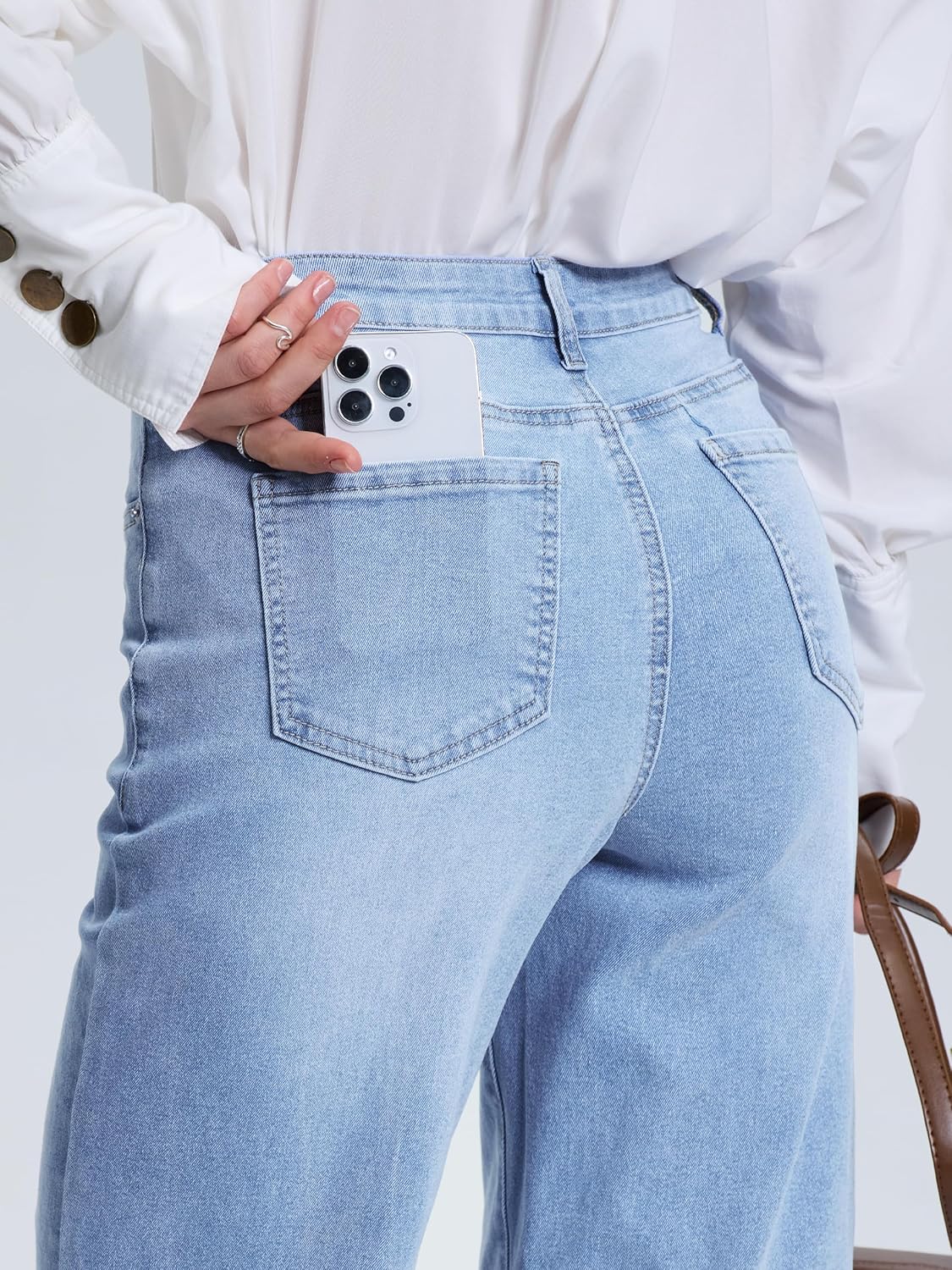 SEVEGO Women’s 32/34/36 Tall Straight Leg Jeans Mid Waisted Stretchy Loose Denim Pants Casual Baggy Jean Trousers