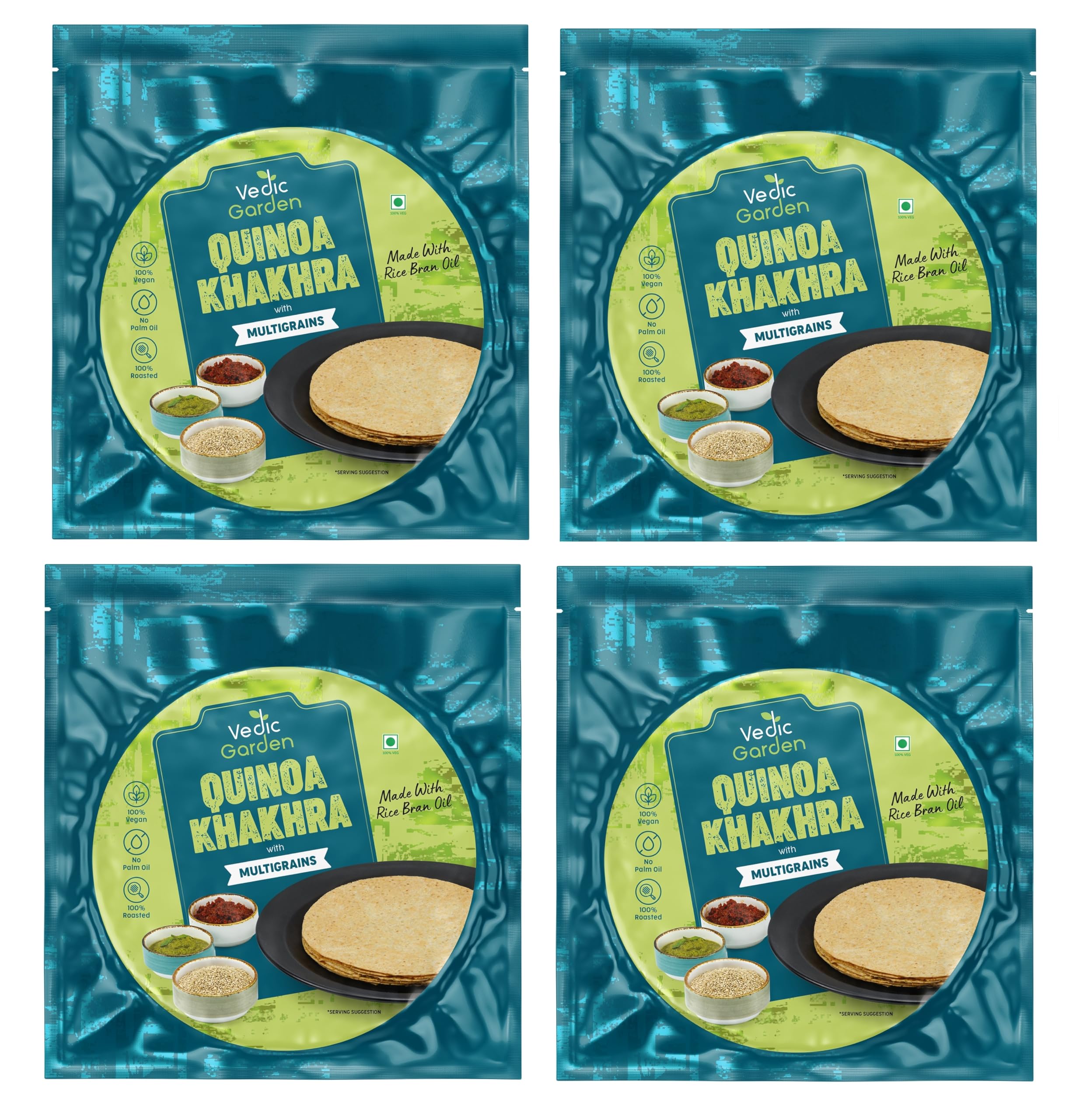 Vedic Garden Healthy Quinoa Khakhra With Multigrain I No Palm Oil I 100% Roasted Khakra I High in Protein & Fiber I Diet Snack for Weight Loss I Crispy Traditional Indian Snacks - 180 GM X Pack of 4 (B0D45W777Q) Amazon Price History, Amazon Price Tracker