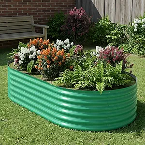 8x4x1.5ft Galvanized Raised Garden Bed Outdoor, 18" Tall Metal Planter Box for Flowers Herbs Vegetables, Rust-Resistant Raised Garden Beds for Gardening, Easy Assembly Outdoor Garden Box & Planters