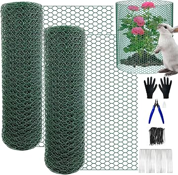 53Ft x16In Plant Protectors from Animals, Heavy-Gauge Plant Cages for Outdoor Plants with Pliers,Stakes, Rabbit Plant Cage, Wire Plant Protector26.5Ft x 16In,2 Packs