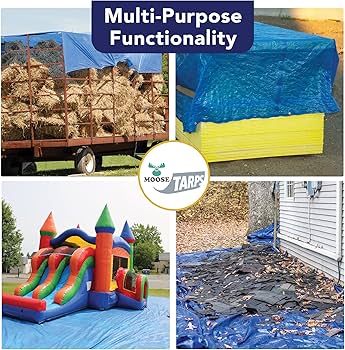 Moose Supply 6' x 8' Waterproof Tarp | Medium Duty Reversible Blue