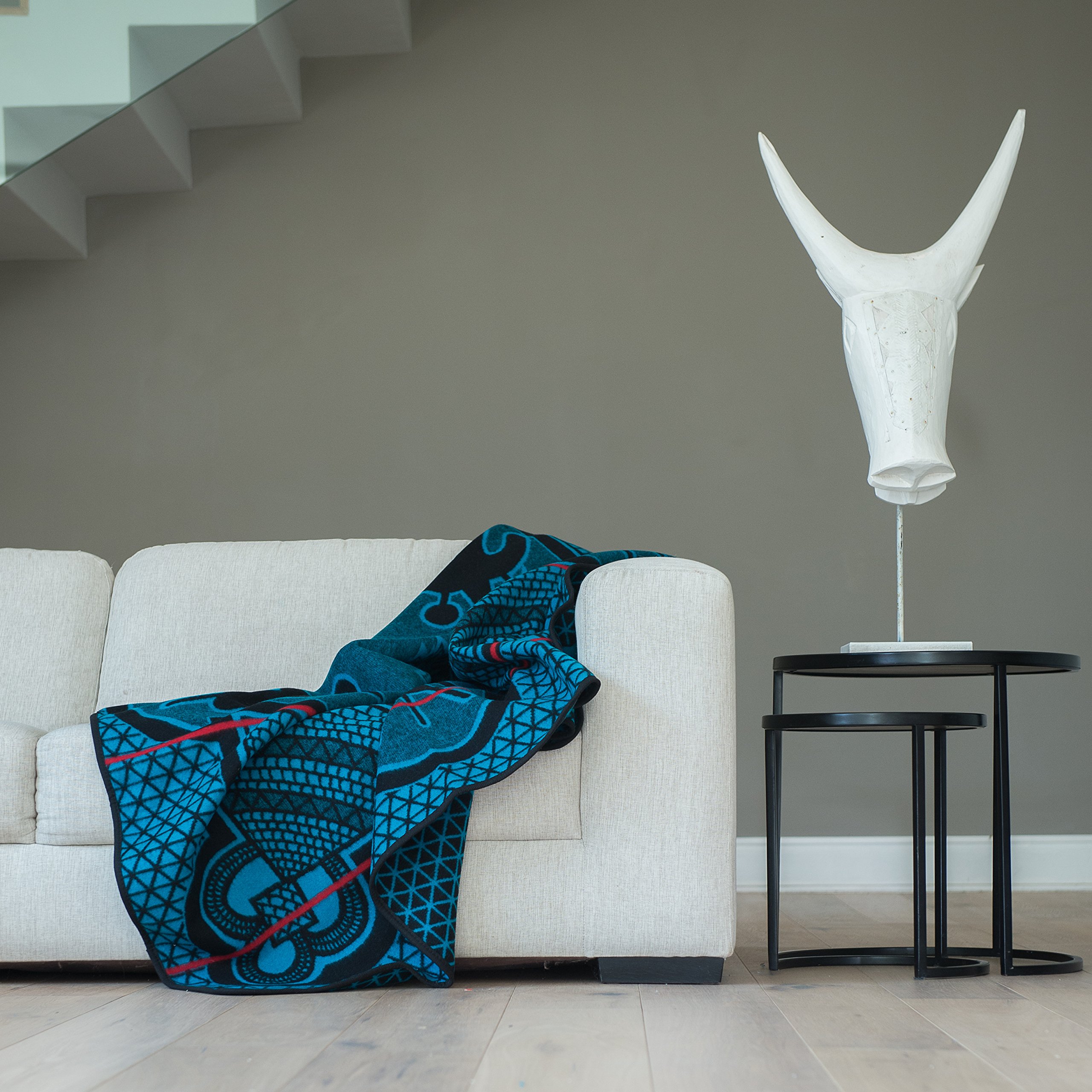 BASOTHO Heritage Wool African Blanket for Wearing (As seen in Black