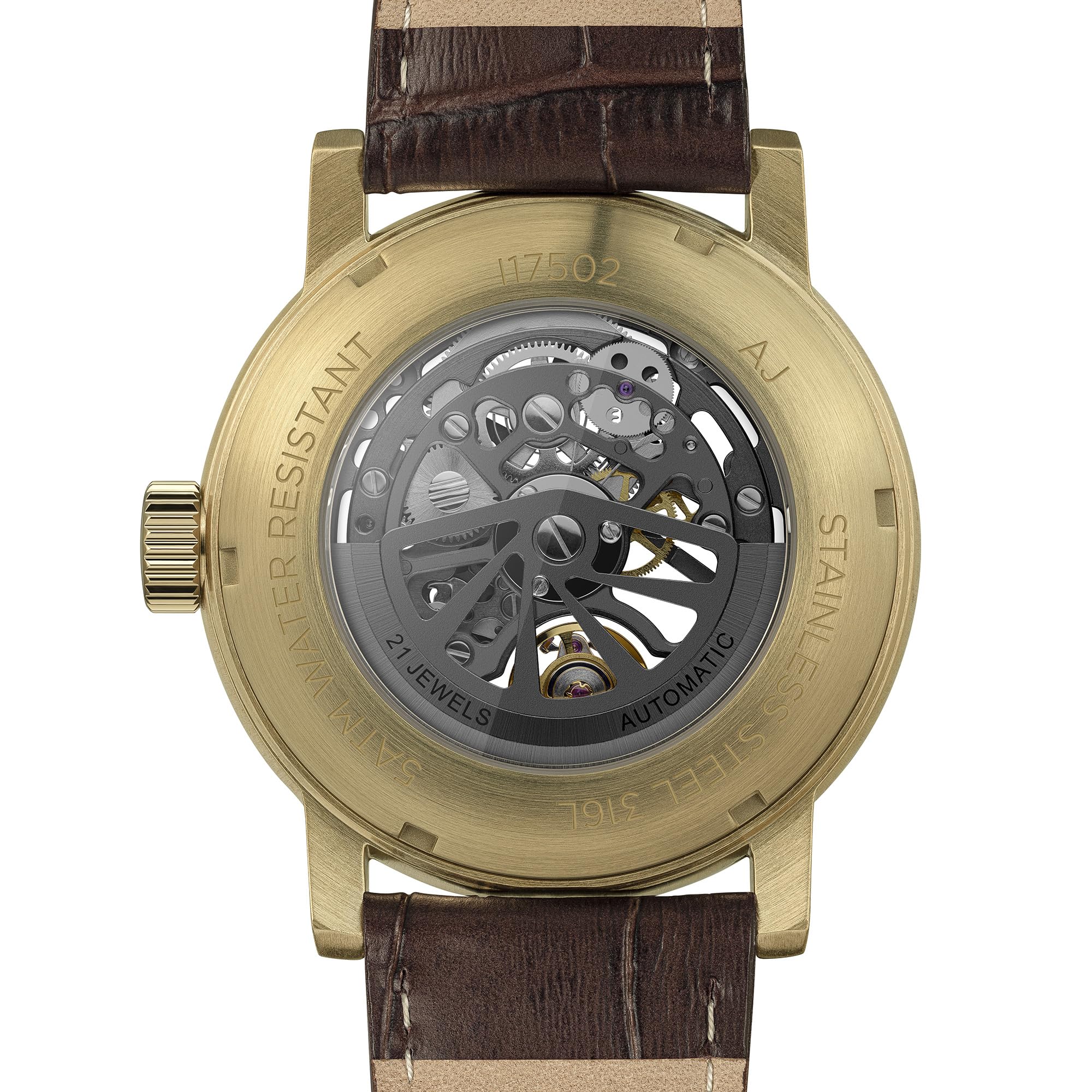 Ingersoll The Guy I17502 męski automatyczny zegarek 44 mm z szarą tarczą i brązowym skórzanym paskiem