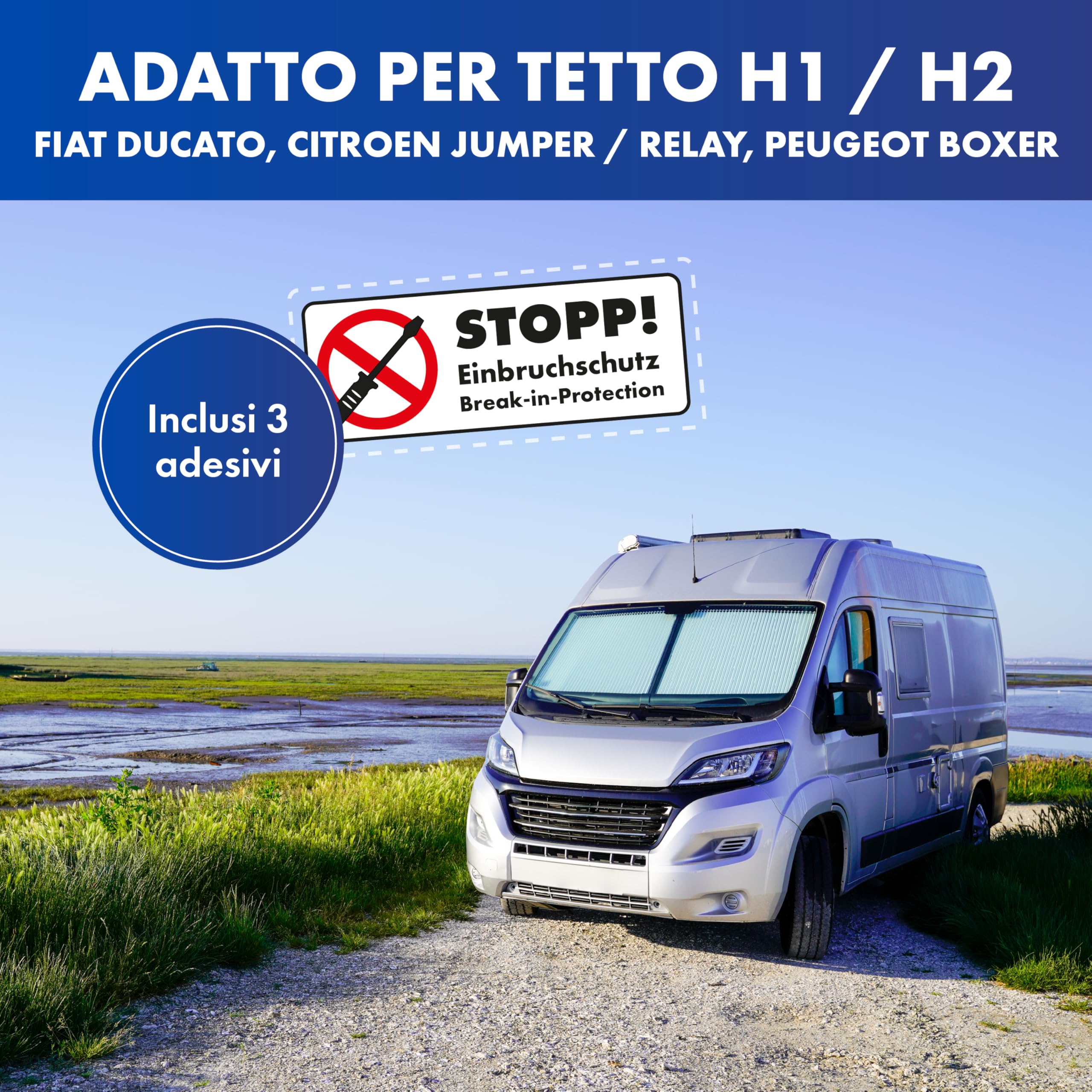 LAINFELD Serratura per porta posteriore | Protezione antifurto per porta posteriore H1/H2 Roof per es. FIAT Ducato, Citroen Jumper | Accessori per camper | Serratura per porta