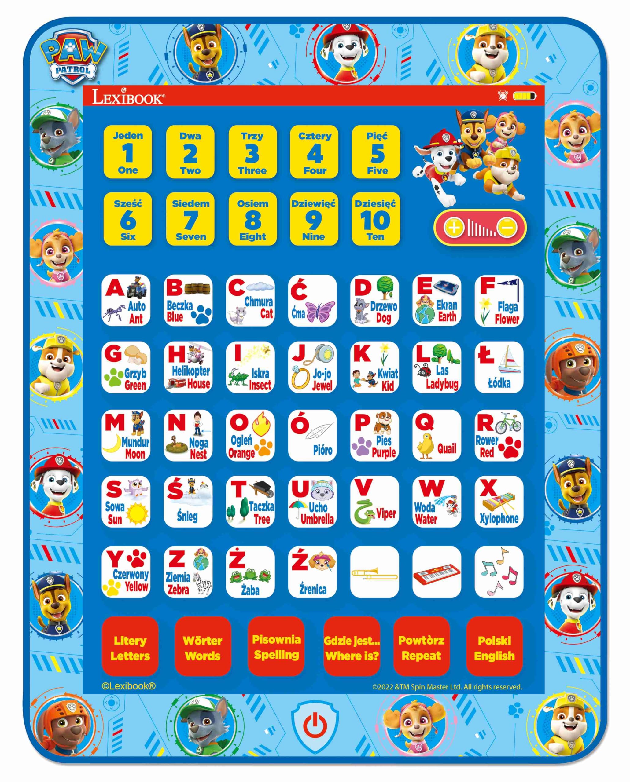 LEXIBOOK Paw Patrol Educational Bilingual Interactive Learning Tablet, English/Polish languages, JCPAD002PAi17LXB